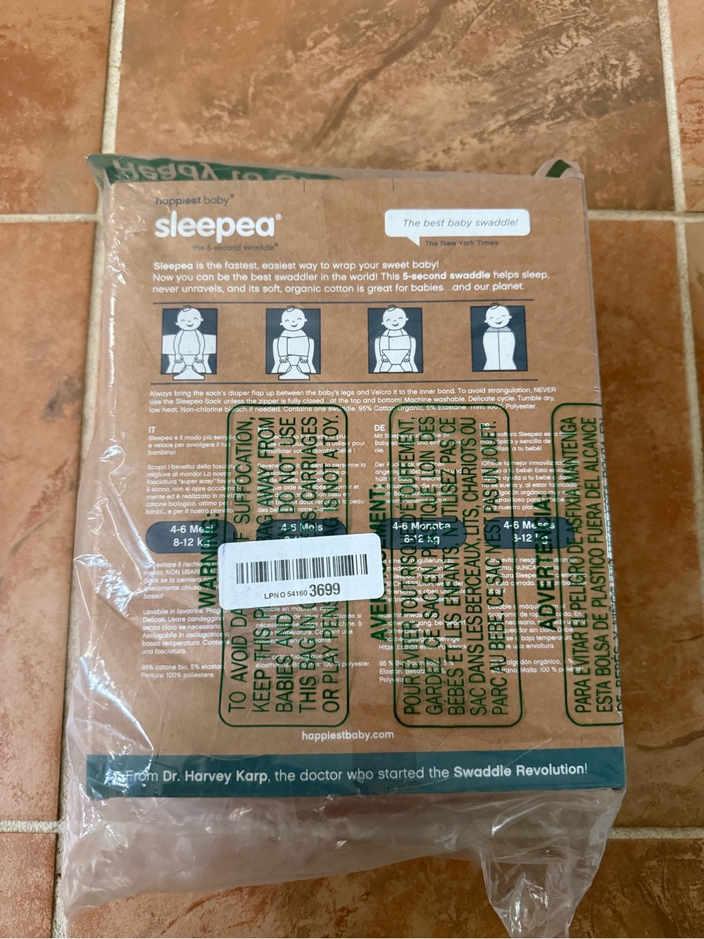 Happiest Baby Sleepea Swaddle Sack 3 Pack Graphite/Grey Stars S M L - Picture 3 of 4
